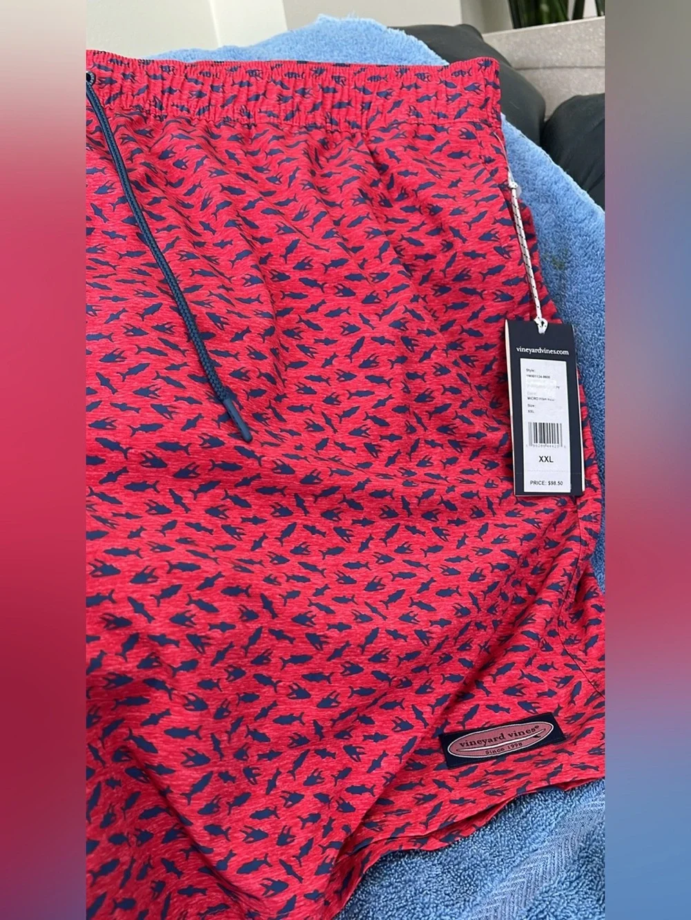NWT Vineyard Vines red and blue fish trunks size xxl